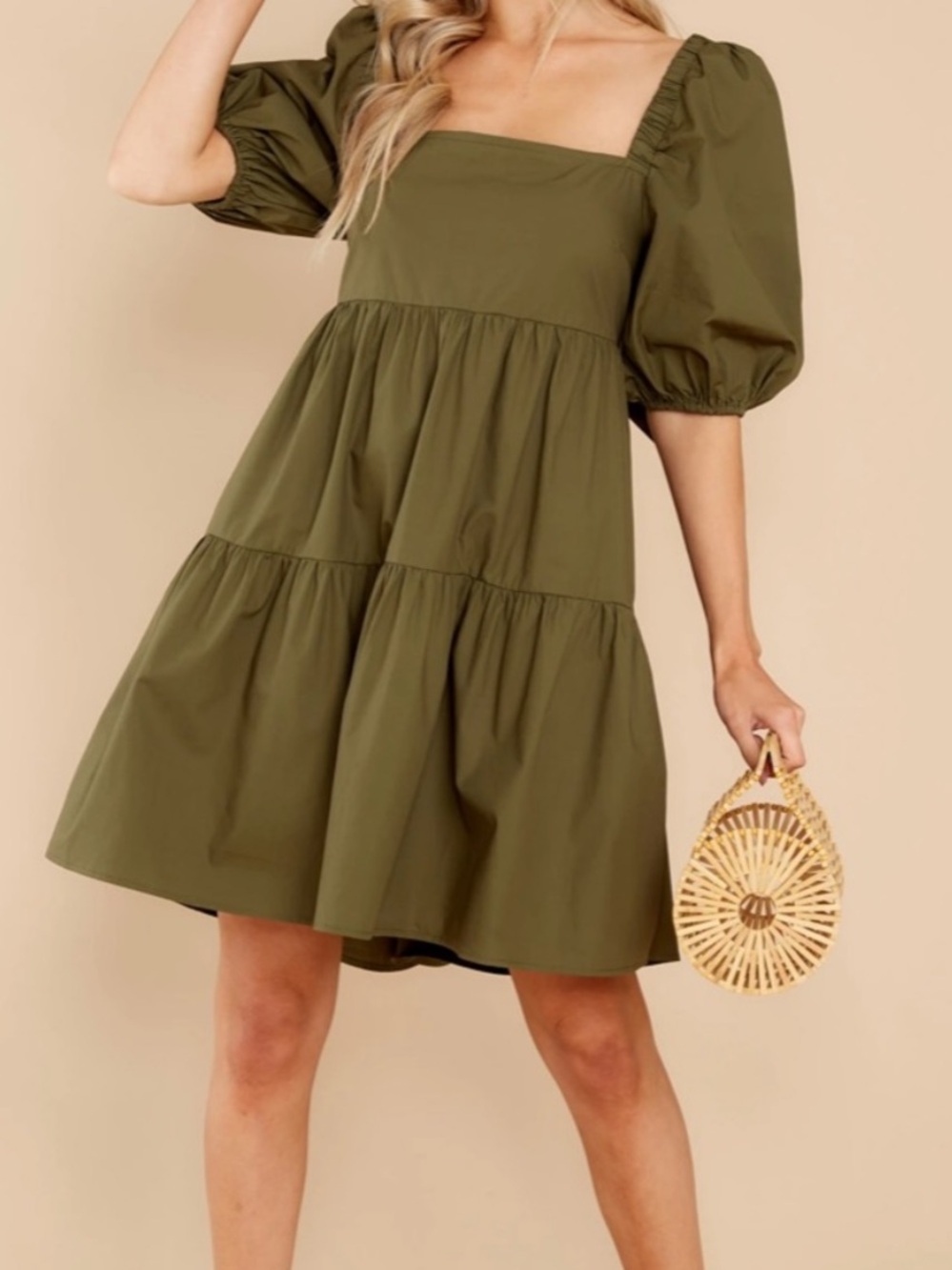 MINKPINK Green Issy Babydoll Smock Dress S NWT